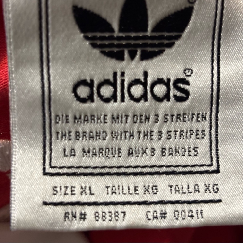 Vintage 90s Red Adidas Trefoil Heavyweight Embroidered Shirt Sz 2XL - Picture 8 of 8
